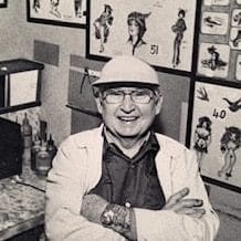 The Sailor’s Tattooist: Bert Grimm’s Historic Tattoo Parlour Bert Grimm tattooer extraordinaire in his Long Beach California studio.